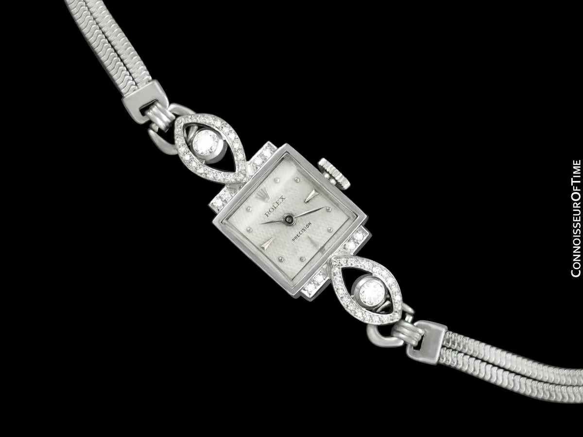 1960's Rolex Ladies Vintage Cocktail Watch - 18K White Gold & Diamonds