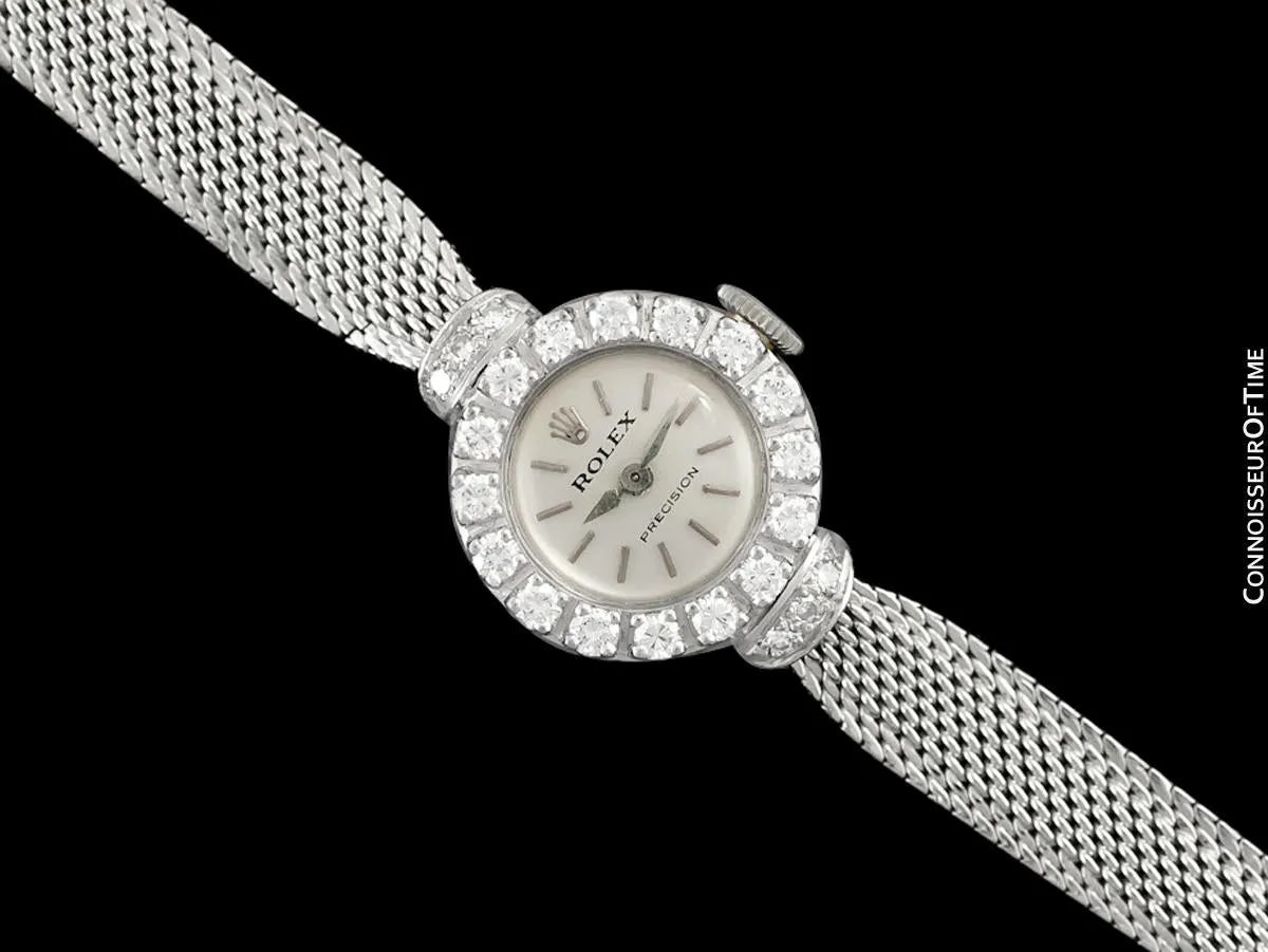 1960's Rolex Ladies Vintage Cocktail Watch - 18K White Gold & Diamonds