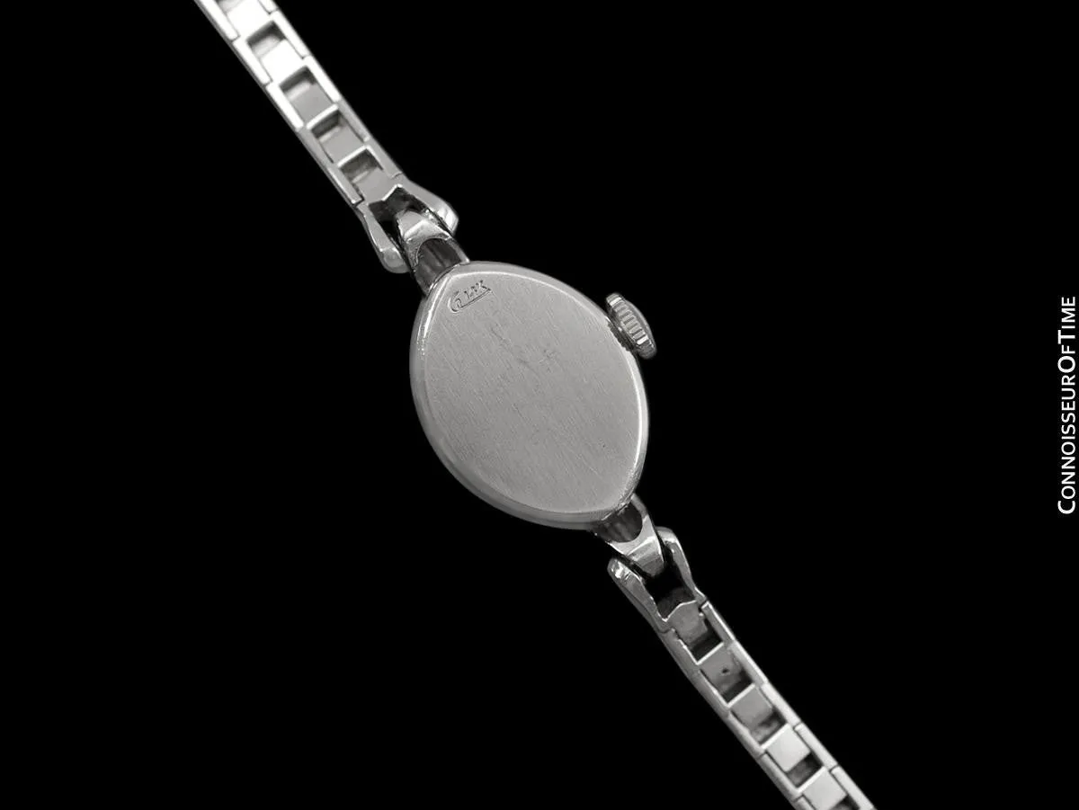 1960's Rolex Vintage Ladies Pre-Cellini Bracelet Cocktail Dress Watch - 14K White Gold & Diamonds