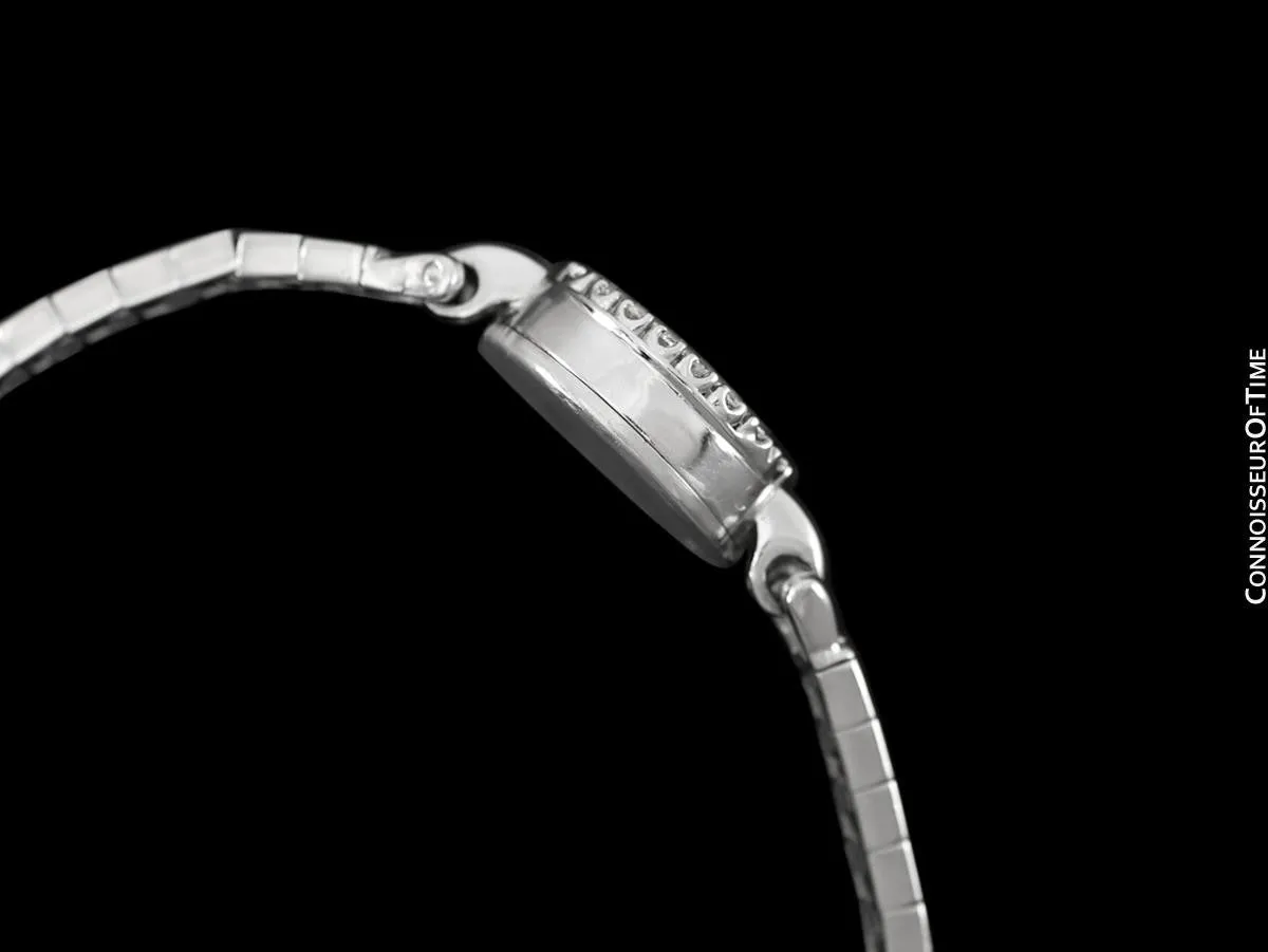 1960's Rolex Vintage Ladies Pre-Cellini Bracelet Cocktail Dress Watch - 14K White Gold & Diamonds