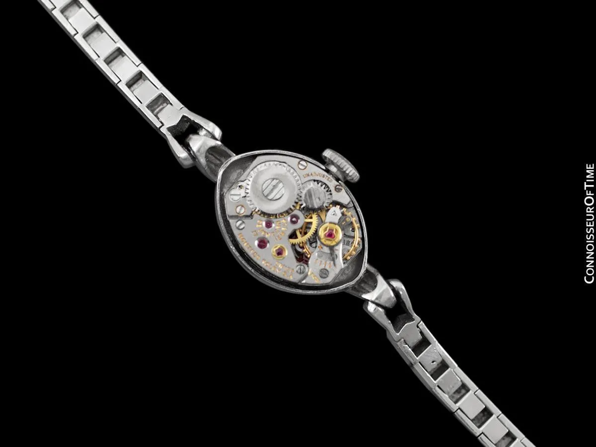 1960's Rolex Vintage Ladies Pre-Cellini Bracelet Cocktail Dress Watch - 14K White Gold & Diamonds