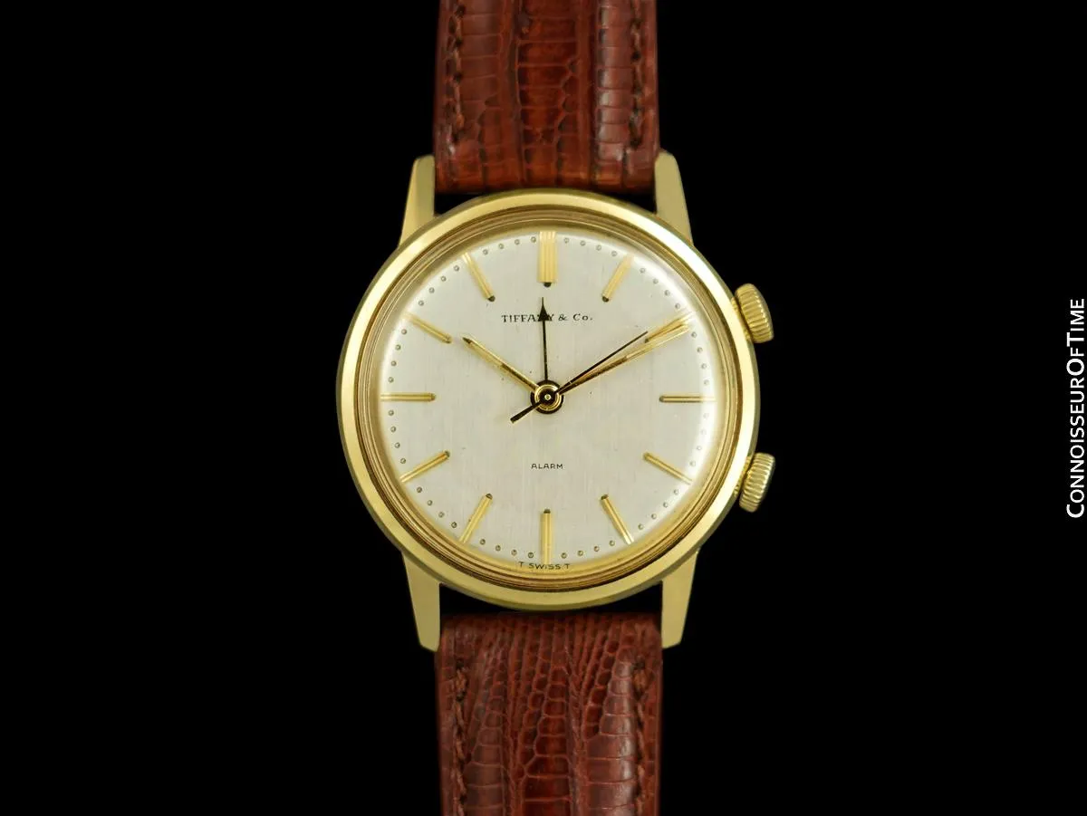 1960's Tiffany & Co. Mens Vintage Classic Alarm Reveil Watch - 14K Gold