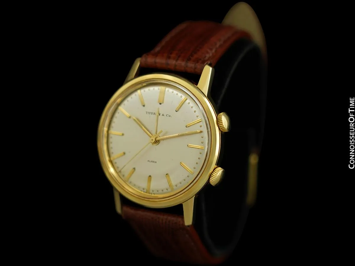 1960's Tiffany & Co. Mens Vintage Classic Alarm Reveil Watch - 14K Gold