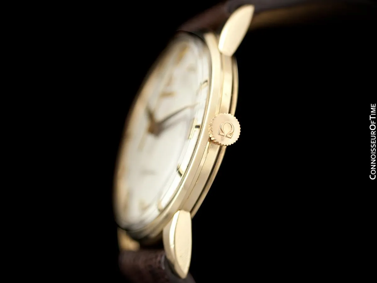 1961 Omega Geneve Vintage Mens Dress Watch with Date - 9K Gold