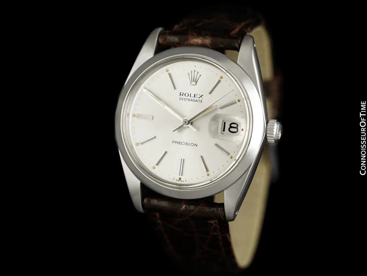 1964 Rolex Vintage Mens Oysterdate Date Watch, Silver Dial - Stainless Steel