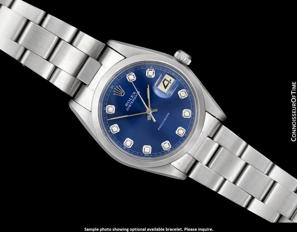 1964 Rolex Vintage Mens Oysterdate Date Watch, Silver Dial - Stainless Steel