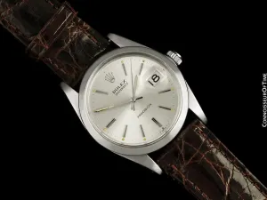 1964 Rolex Vintage Mens Oysterdate Date Watch, Silver Dial - Stainless Steel