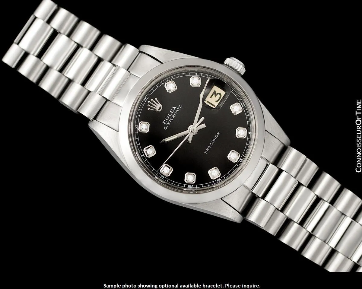 1964 Rolex Vintage Mens Oysterdate Date Watch, Silver Dial - Stainless Steel