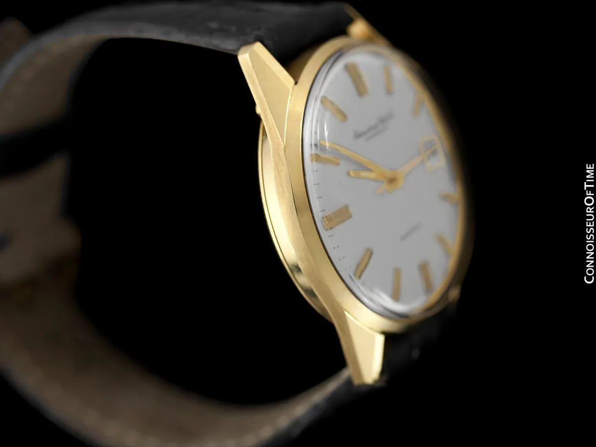 1966 IWC Vintage Mens Automatic Full Size Watch, Silver Dial with Date, 18K Gold - Near New Old Stock