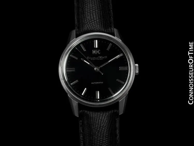 1967 IWC Vintage Mens Watch, Cal. 854 Automatic, Black Dial - Stainless Steel