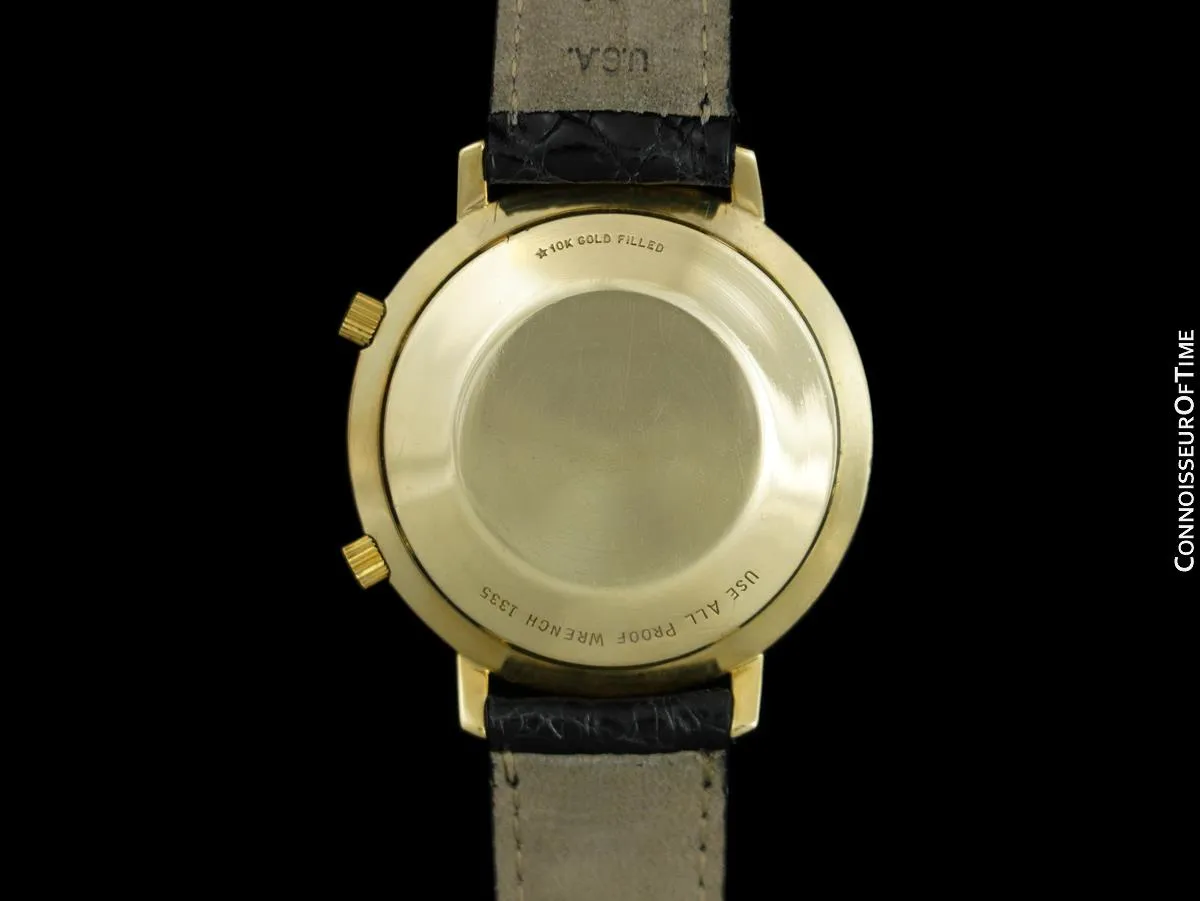 1969 Jaeger-LeCoultre Vintage Mens Memovox Alarm Reveil, Automatic - 10K Gold Filled