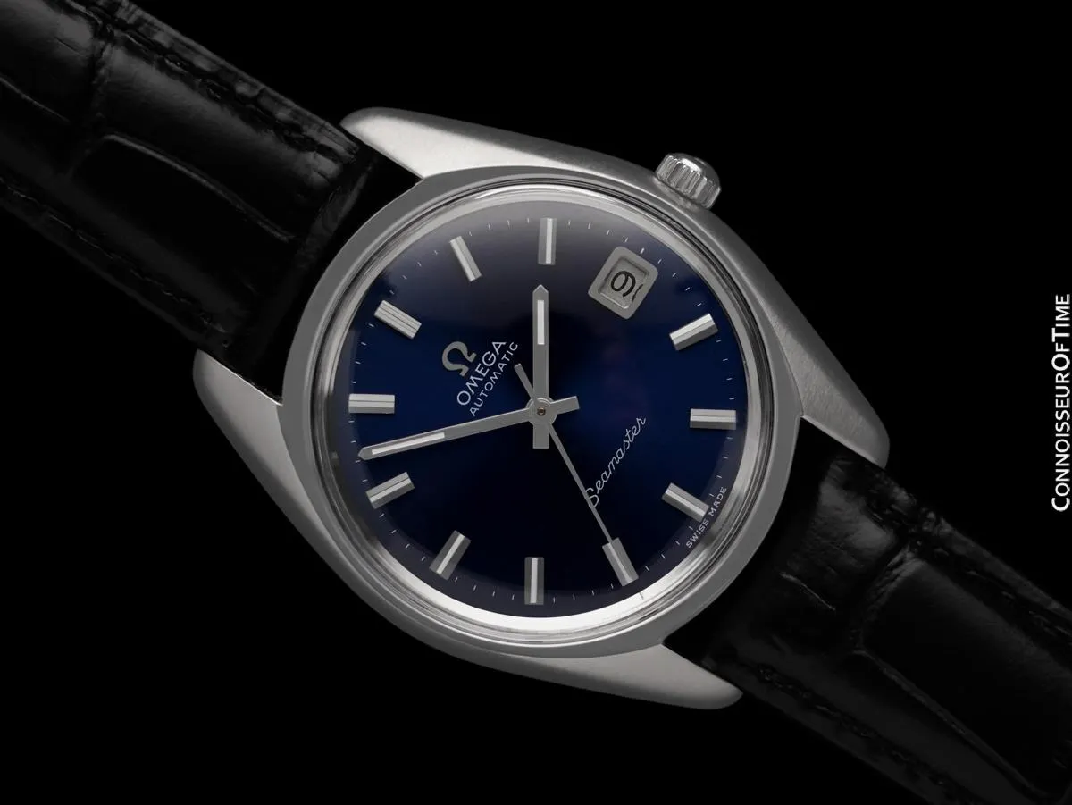 1969 Omega Seamaster Mens Vintage Watch with Autoamtic Cal. 565 Movement and Royal Blue Dial - Stainless Steel