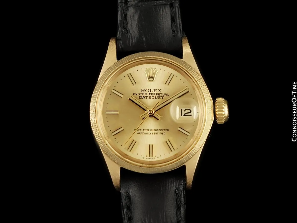 1969 Rolex Datejust (President) Ladies Vintage Watch with Champagne Dial - 18K Gold
