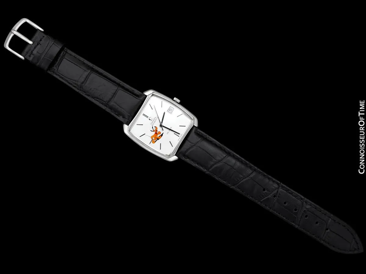 1970 Omega De Ville Vintage Mens Automatic Dress Watch with Disney's Pluto Dog - Stainless Steel