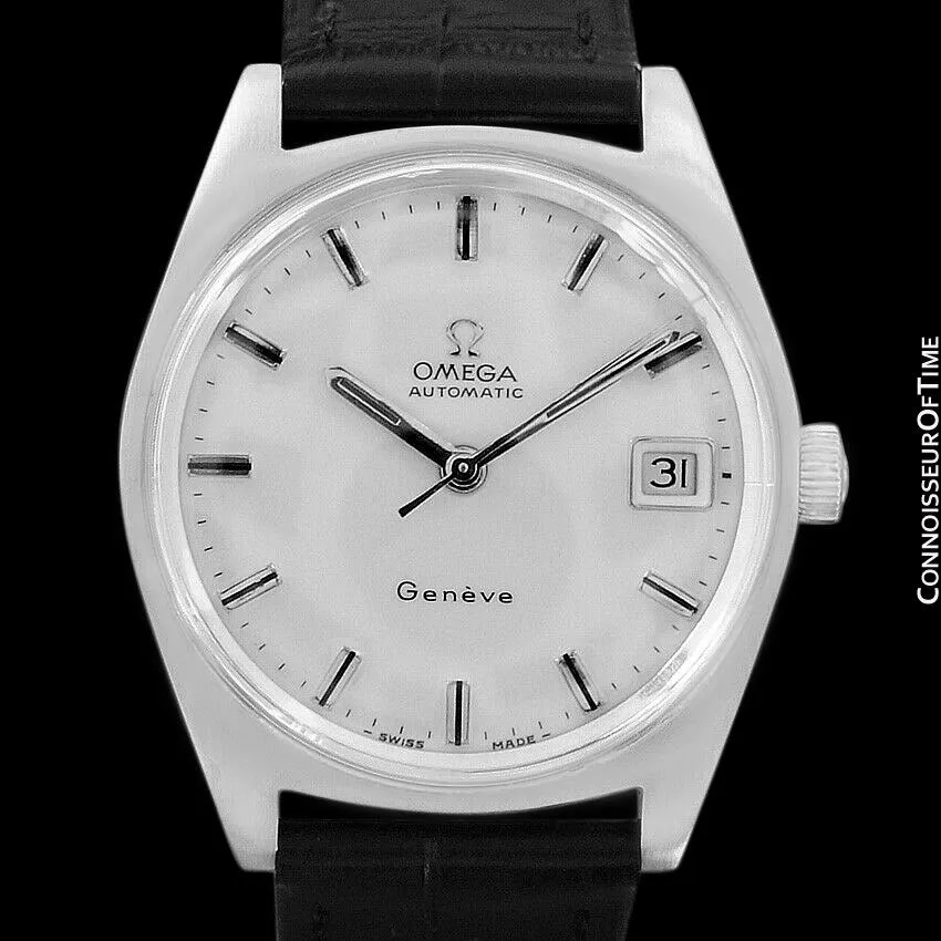 1970 Omega Geneve Vintage Mens Cal. 565 Automatic Watch with Quick-Setting Date - Stainless Steel