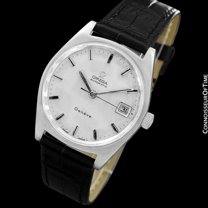 1970 Omega Geneve Vintage Mens Cal. 565 Automatic Watch with Quick-Setting Date - Stainless Steel