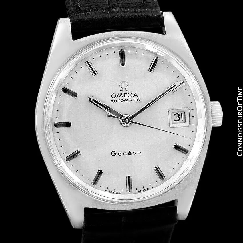 1970 Omega Geneve Vintage Mens Cal. 565 Automatic Watch with Quick-Setting Date - Stainless Steel