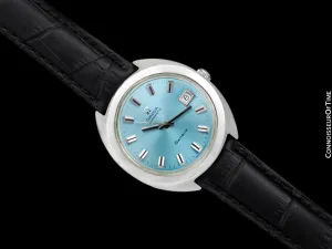 1970 Omega Geneve Vintage Mens Rare Large 37mm Cal. 565 Automatic Watch with Tiffany Blue Dial - Stainless Steel