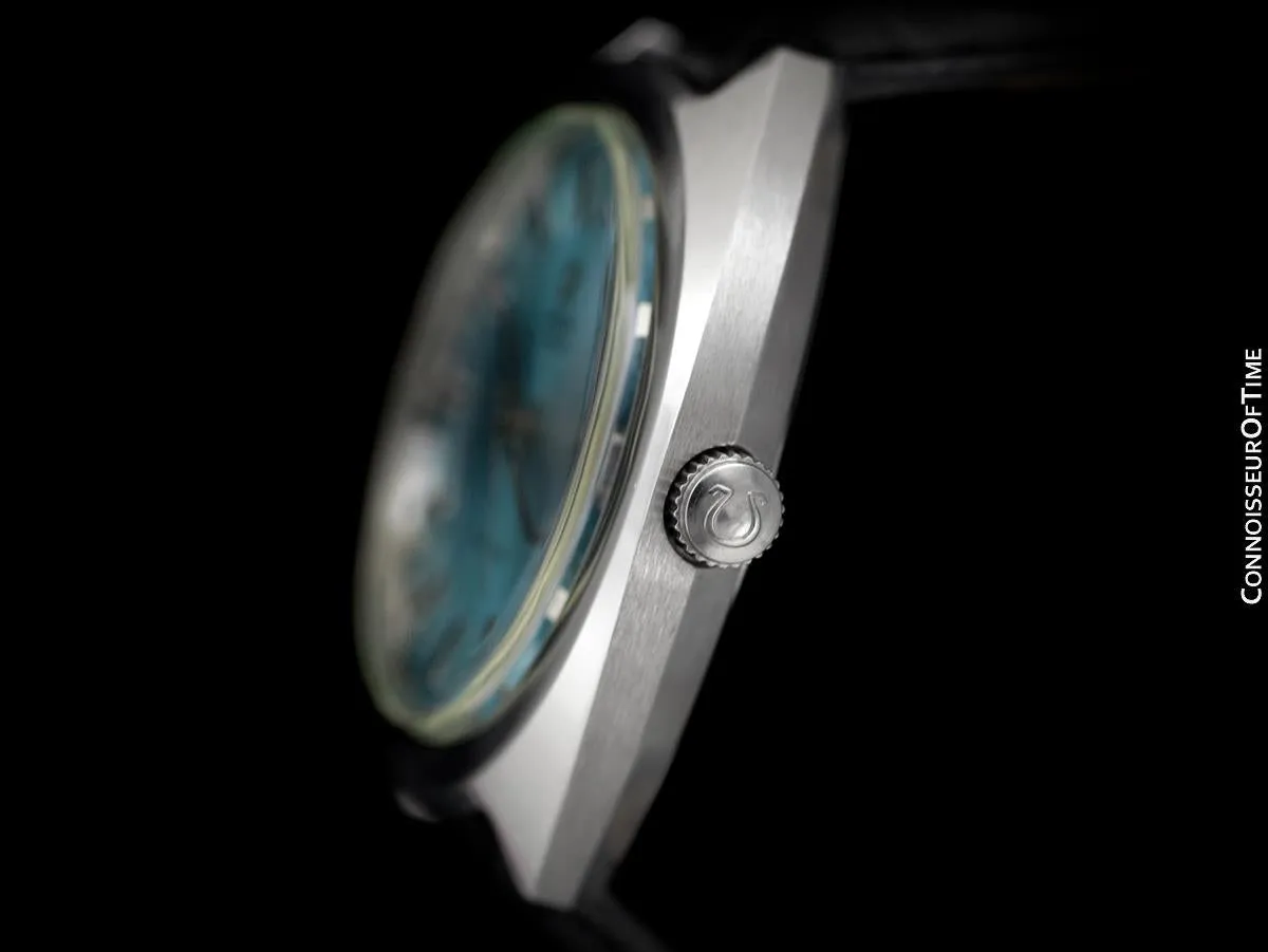 1970 Omega Geneve Vintage Mens Rare Large 37mm Cal. 565 Automatic Watch with Tiffany Blue Dial - Stainless Steel
