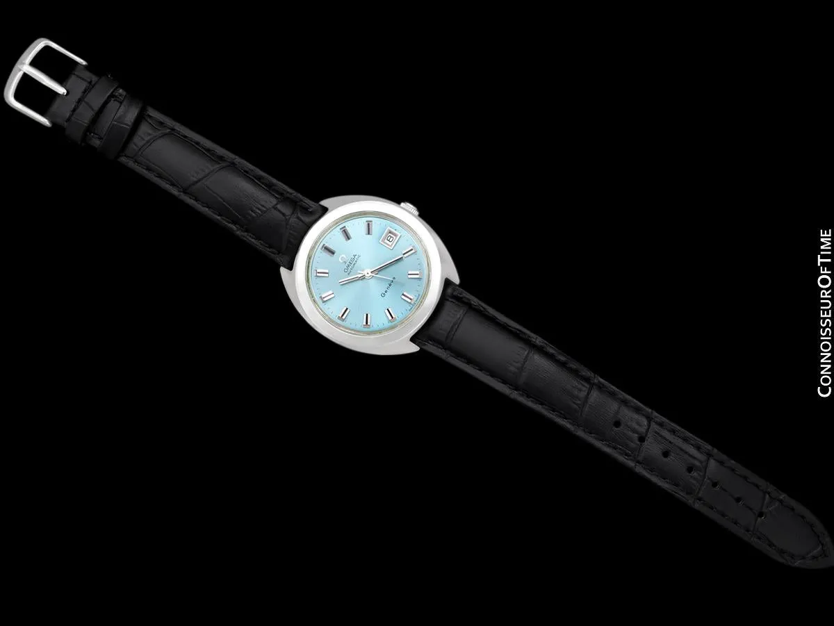 1970 Omega Geneve Vintage Mens Rare Large 37mm Cal. 565 Automatic Watch with Tiffany Blue Dial - Stainless Steel
