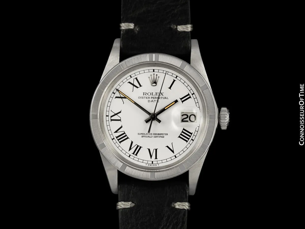 1970 Rolex Oyster Perpetual Date Ref. 1501 Vintage Mens Buckley Dial Watch - Stainless Steel