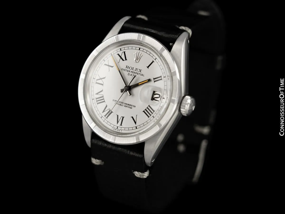 1970 Rolex Oyster Perpetual Date Ref. 1501 Vintage Mens Buckley Dial Watch - Stainless Steel