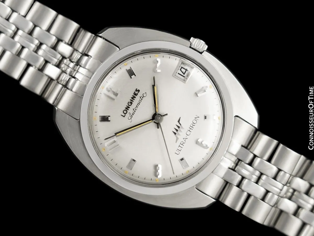 1970's Longines Ultra-Chron Vintage Large Retro Mens Watch - Stainless Steel