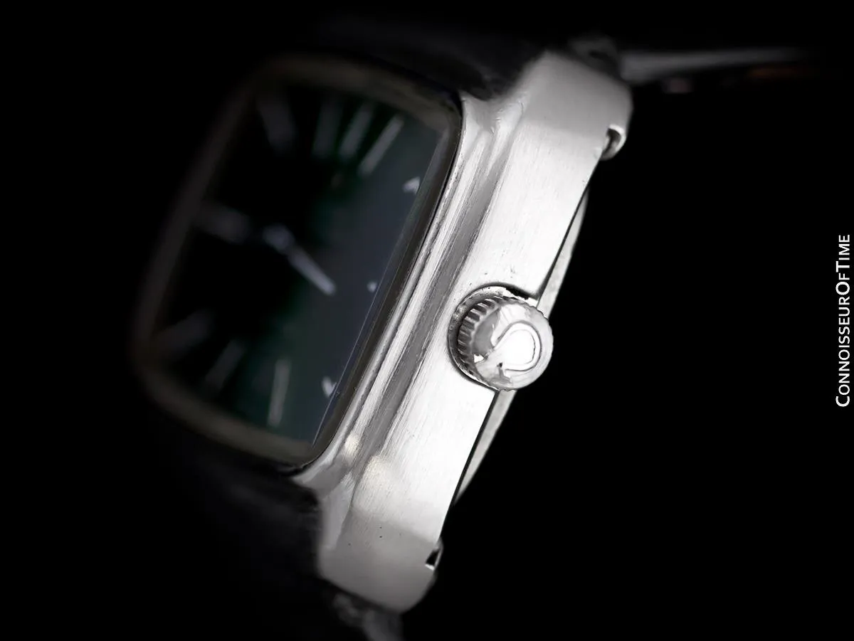 1970's Omega De Ville Mens Retro Dress TV Watch with Money Green Dial - Stainless Steel