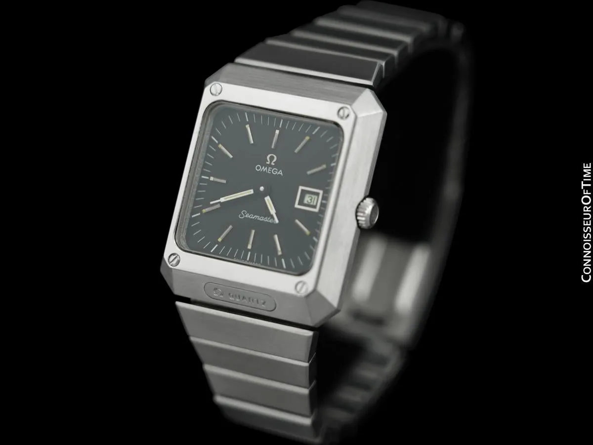 1970's Omega Seamaster Mariner II Mens Vintage Quartz Bracelet Watch - Stainless Steel
