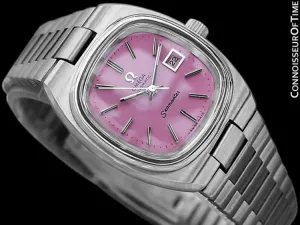 1970's Omega Seamaster Vintage Ladies Automatic Watch with Pink Dial - Stainless Steel