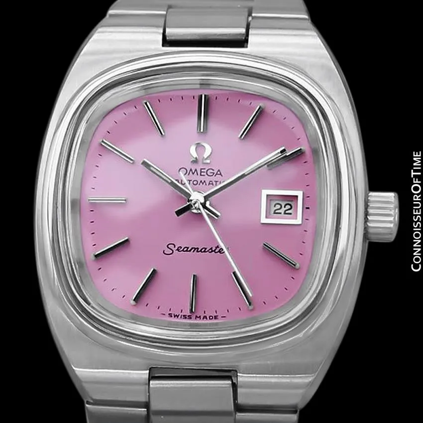 1970's Omega Seamaster Vintage Ladies Automatic Watch with Pink Dial - Stainless Steel