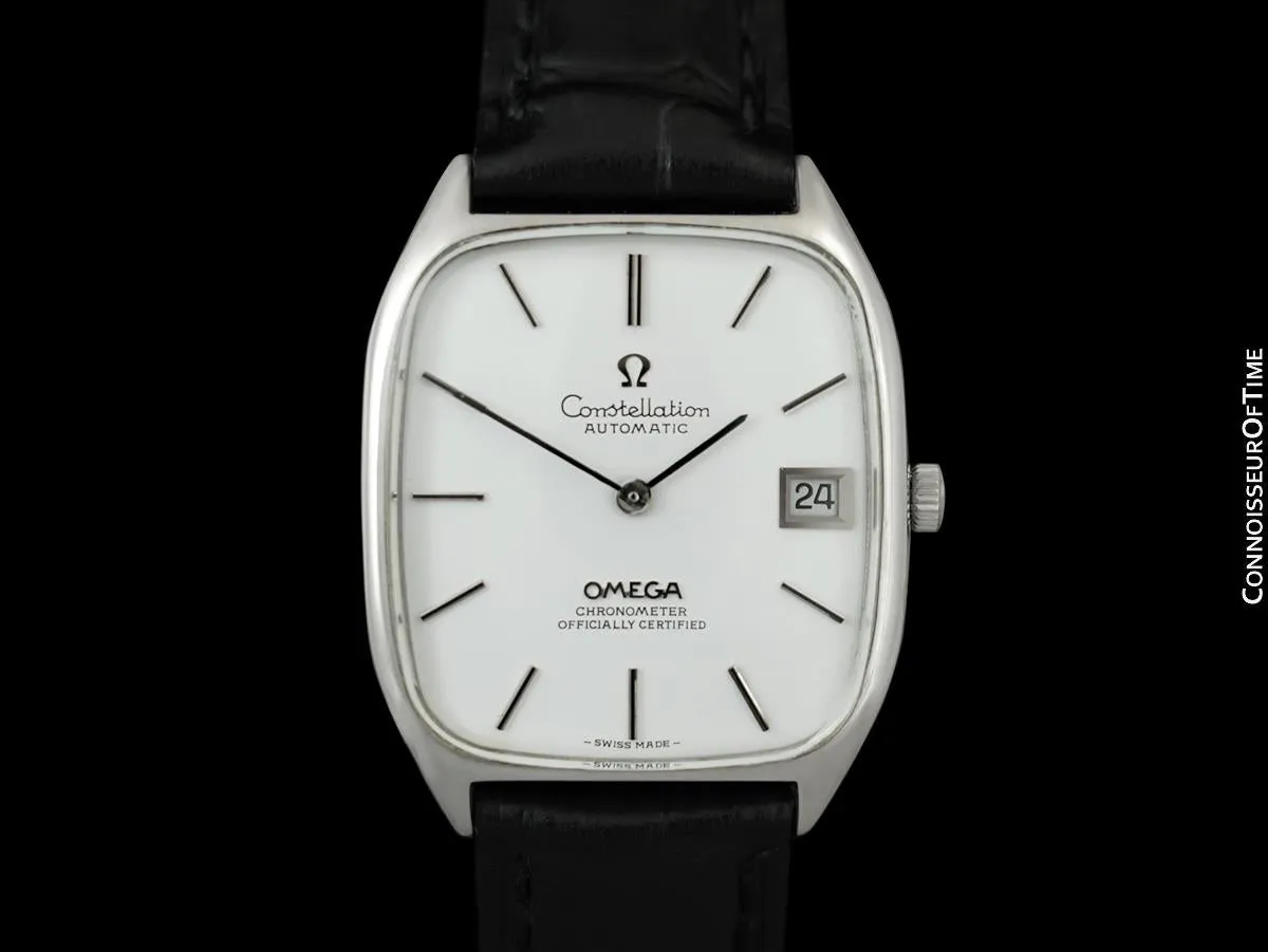 1971 Omega Constellation Chronometer Vintage Mens Tonneau Watch - Stainless Steel