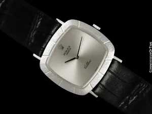 1971 Rolex Cellini Vintage Mens Handwound TV Watch with Bark Bezel, Ref. 3880 - 18K White Gold