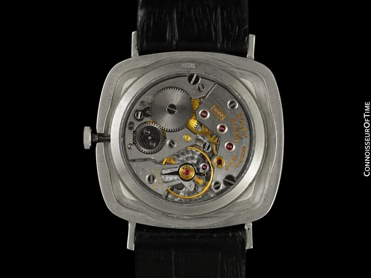1971 Rolex Cellini Vintage Mens Handwound TV Watch with Bark Bezel, Ref. 3880 - 18K White Gold