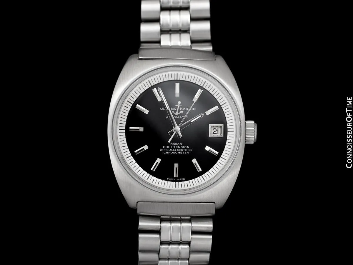 1971 Ulysse Nardin Vintage Mens Large 36,000 BPH Compressor Divers Watch, Stainless Steel - Officially Certified Chronometer