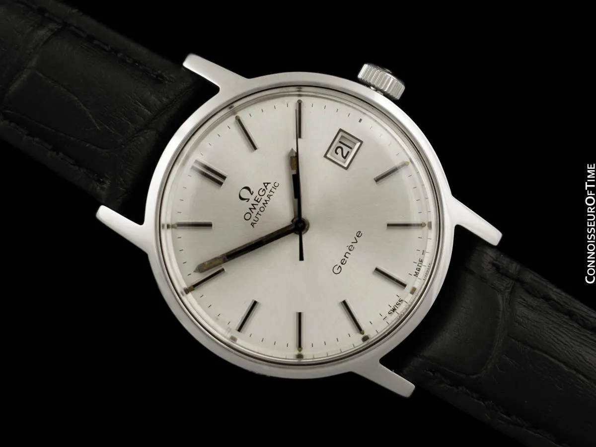 1972 Omega Geneve Vintage Mens Automatic Watch with Quick-Setting Date - Stainless Steel