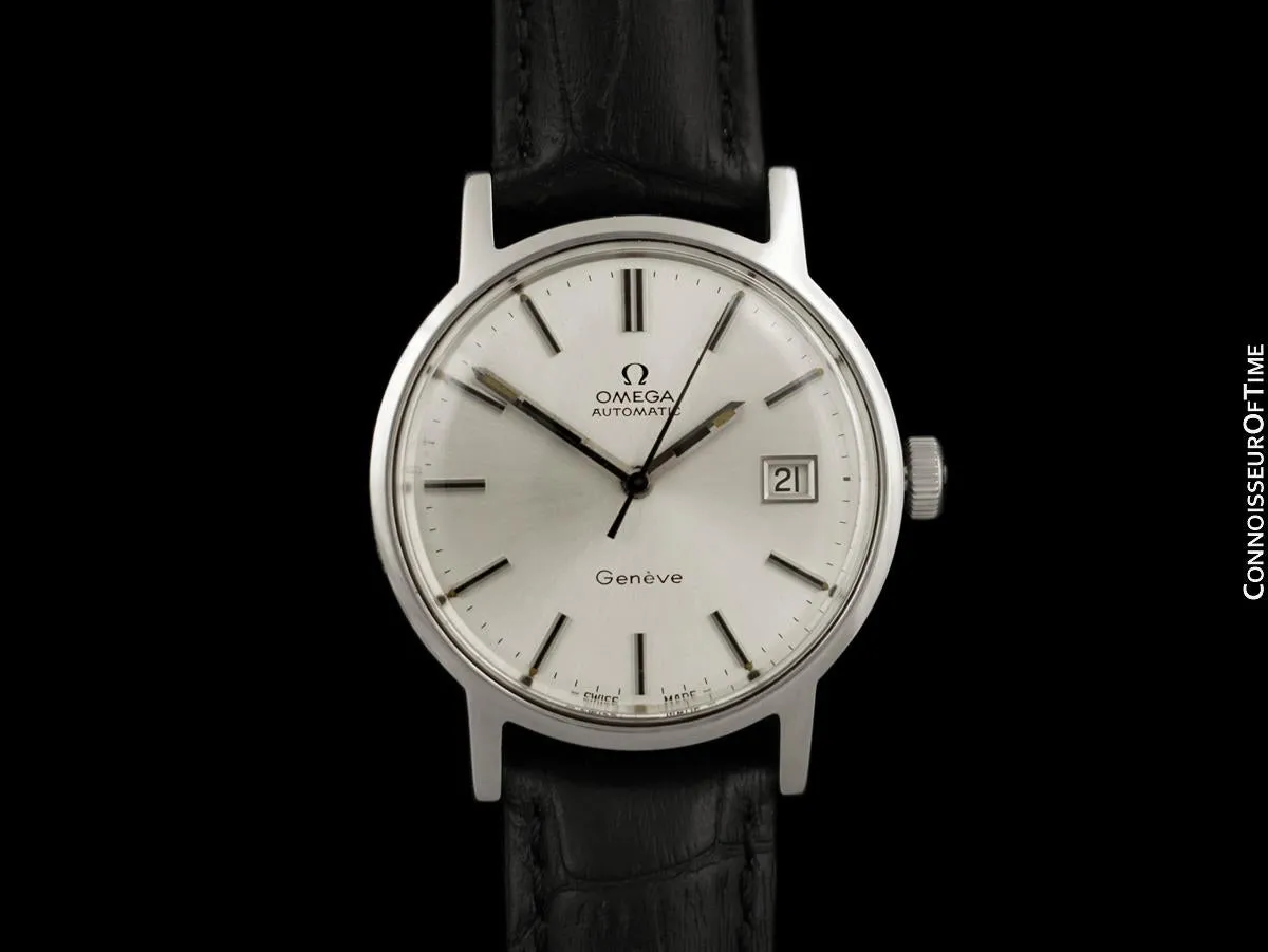 1972 Omega Geneve Vintage Mens Automatic Watch with Quick-Setting Date - Stainless Steel