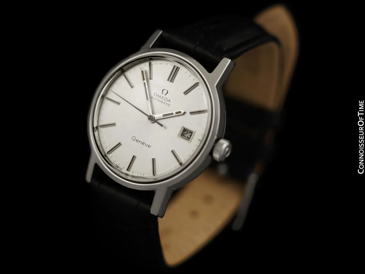 1972 Omega Geneve Vintage Mens Automatic Watch with Quick-Setting Date - Stainless Steel