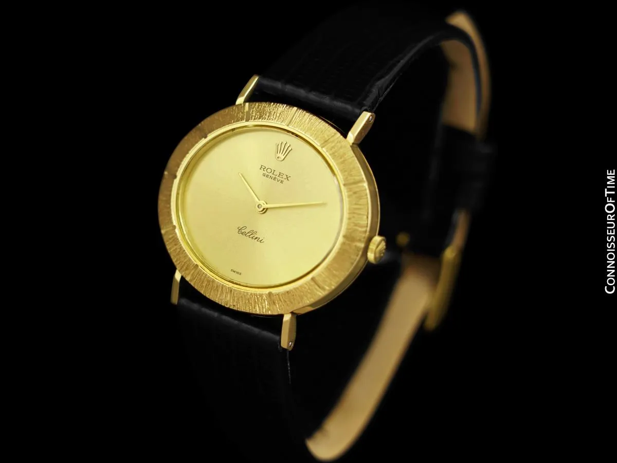 1972 Rolex Cellini Vintage Mens Midsize Handwound Oval Watch, Ref. 3881 - 18K Gold