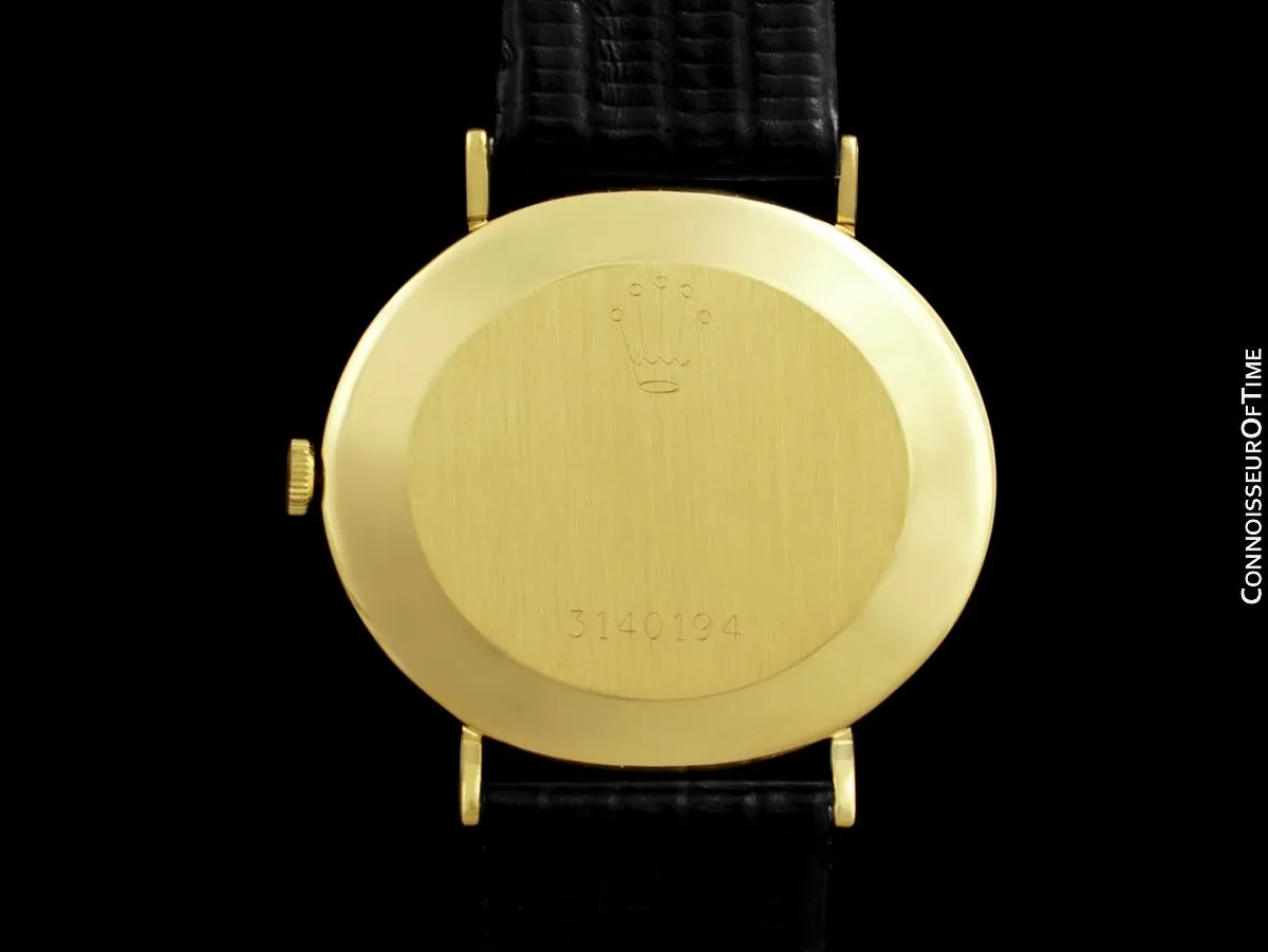 1972 Rolex Cellini Vintage Mens Midsize Handwound Oval Watch, Ref. 3881 - 18K Gold