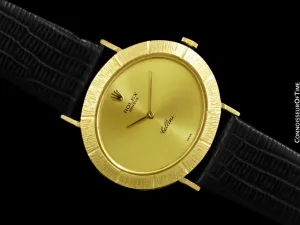 1972 Rolex Cellini Vintage Mens Midsize Handwound Oval Watch, Ref. 3881 - 18K Gold