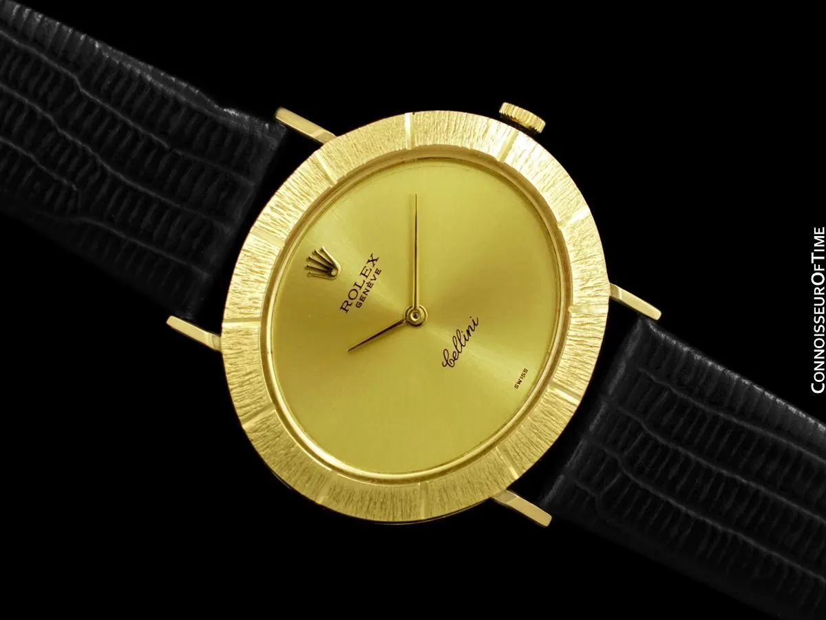 1972 Rolex Cellini Vintage Mens Midsize Handwound Oval Watch, Ref. 3881 - 18K Gold