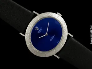 1972 Rolex Cellini Vintage Mens Midsize Handwound Oval Watch, Ref. 3881 - 18K White Gold
