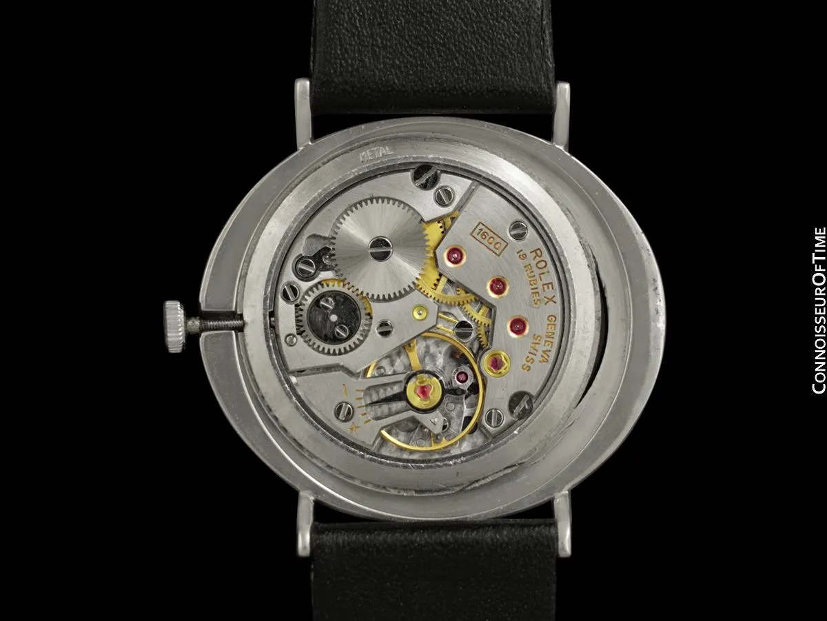1972 Rolex Cellini Vintage Mens Midsize Handwound Oval Watch, Ref. 3881 - 18K White Gold
