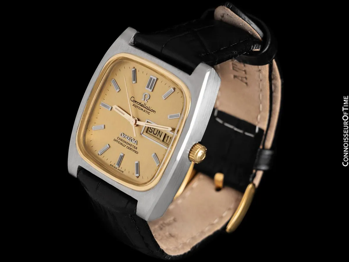1973 Omega Constellation Vintage Mens Automatic Chronometer Watch, Day Date - Stainless Steel & 14K Gold