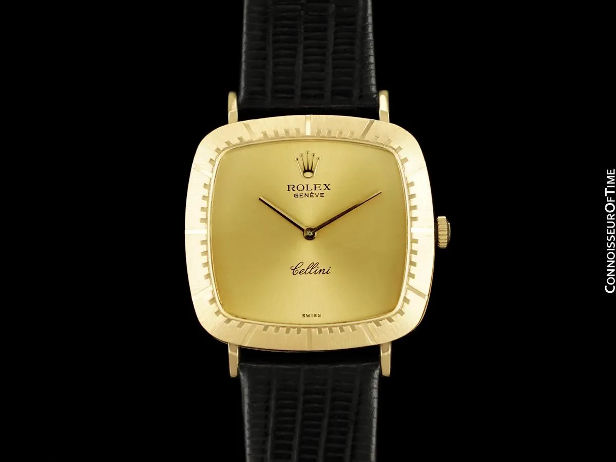 1973 Rolex Cellini Vintage Mens Handwound TV Watch, Ref. 4084 - 18K Gold