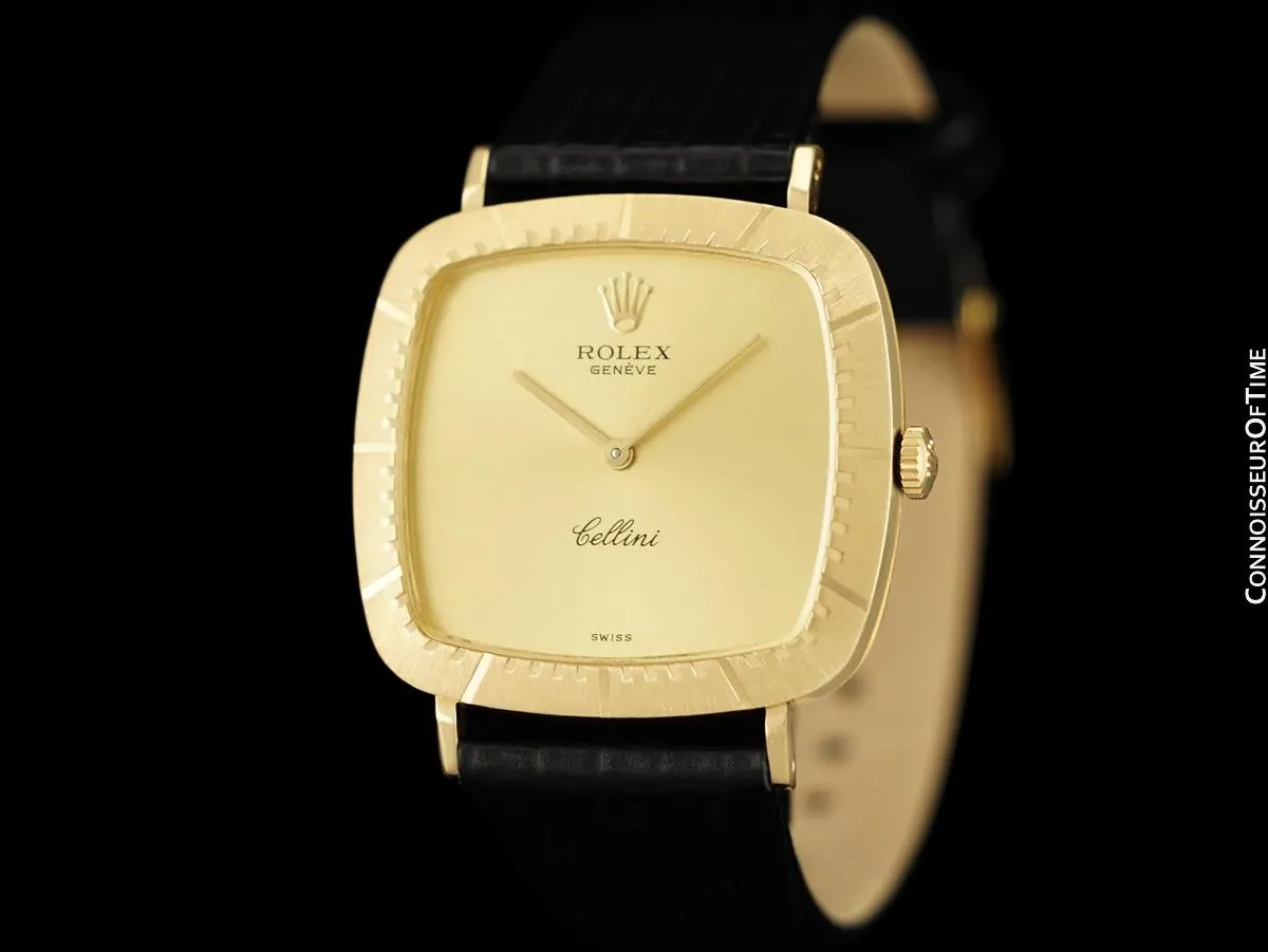 1973 Rolex Cellini Vintage Mens Handwound TV Watch, Ref. 4084 - 18K Gold