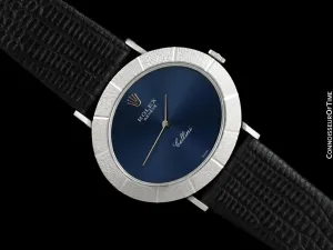 1973 Rolex Cellini Vintage Mens Midsize Handwound Oval Watch, Ref. 3881 - 18K White Gold