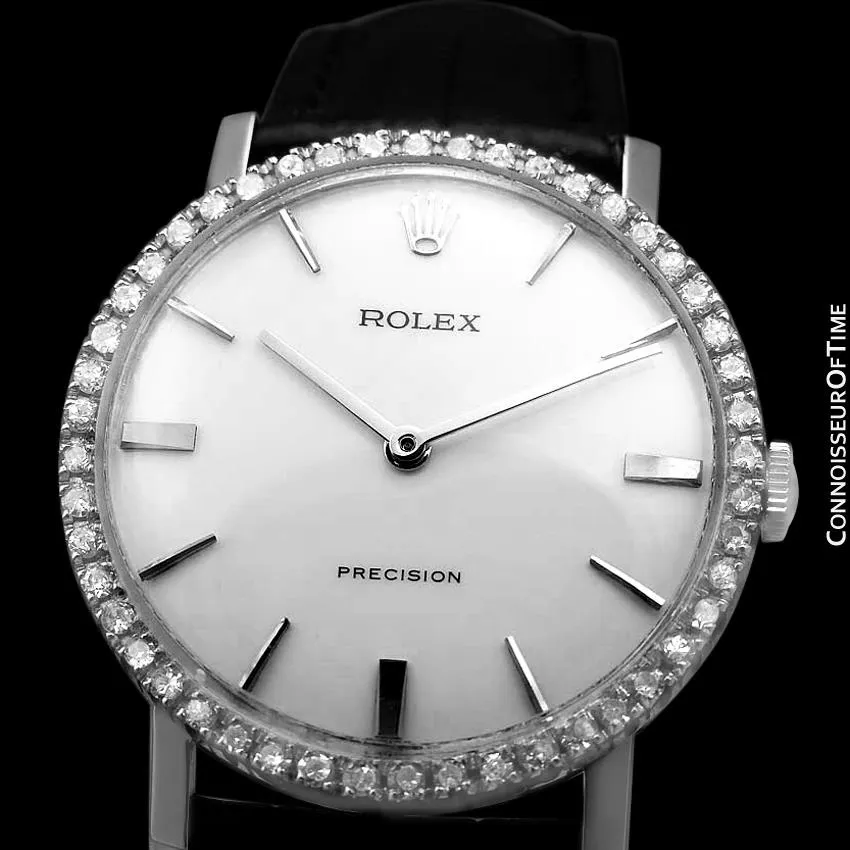 1973 Rolex Precision Vintage Mens Ref. 3411 Dress Watch - Stainless Steel & Diamonds