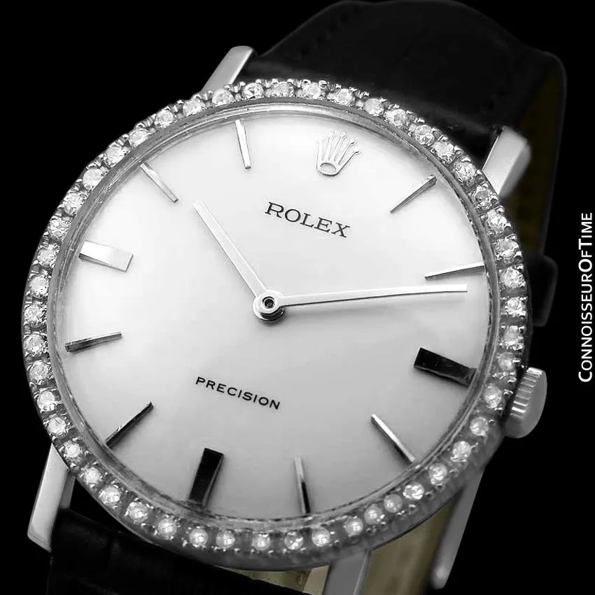 1973 Rolex Precision Vintage Mens Ref. 3411 Dress Watch - Stainless Steel & Diamonds